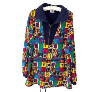 Bonz Quarter Zip Top Womens Size Large L Vintage Cotton Vivid Made in Australia